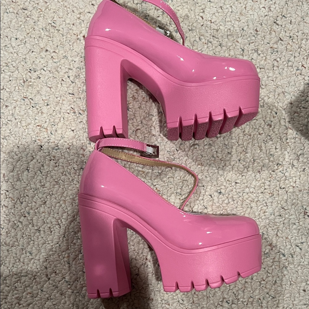 Pink Patent Platform Mary Jane Heels - Picture 2 of 3